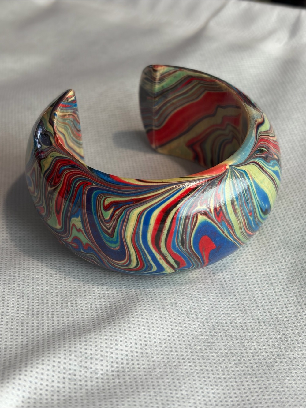 Multicolor Swirl Resin Cuff Bracelet - Bold Statement